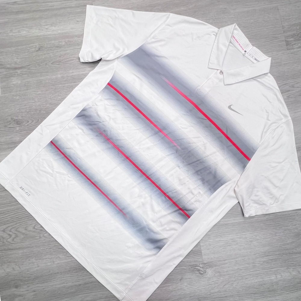Nike Tiger Woods Collection Mens XL White Dri-FIT Gradient Golf Polo 639821-101